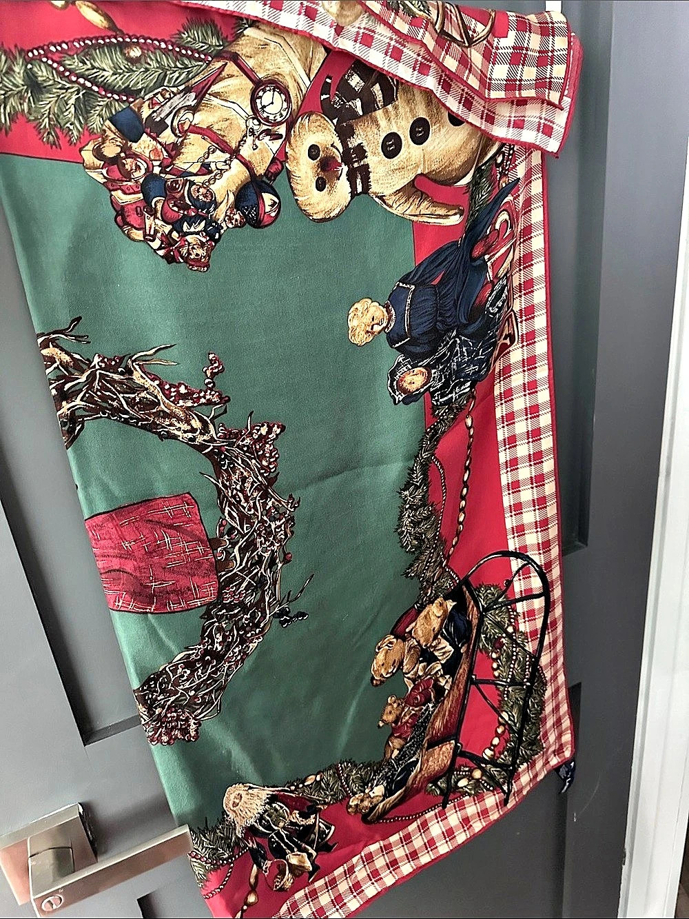 Vintage Ralph Lauren Holiday Plaid Silk Scarf - Picture 3 of 5